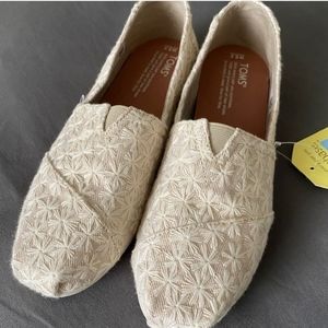 TOMS Alpargata Flats Natural Daisy Metallic